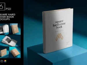 square hard cover book mockups 7