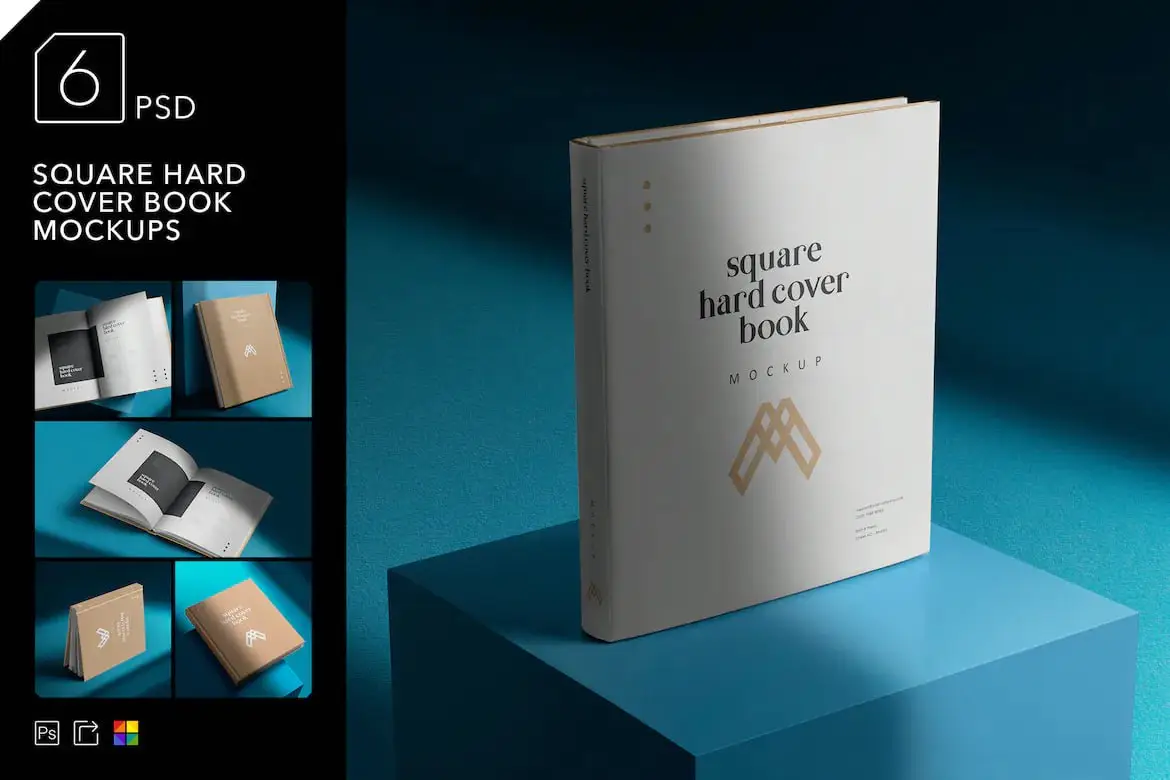Square Hard Cover Book Mockups