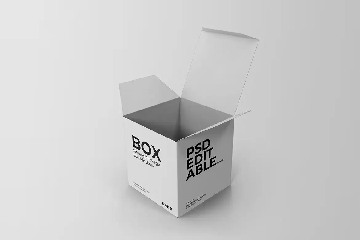 Square Package Box Mockup