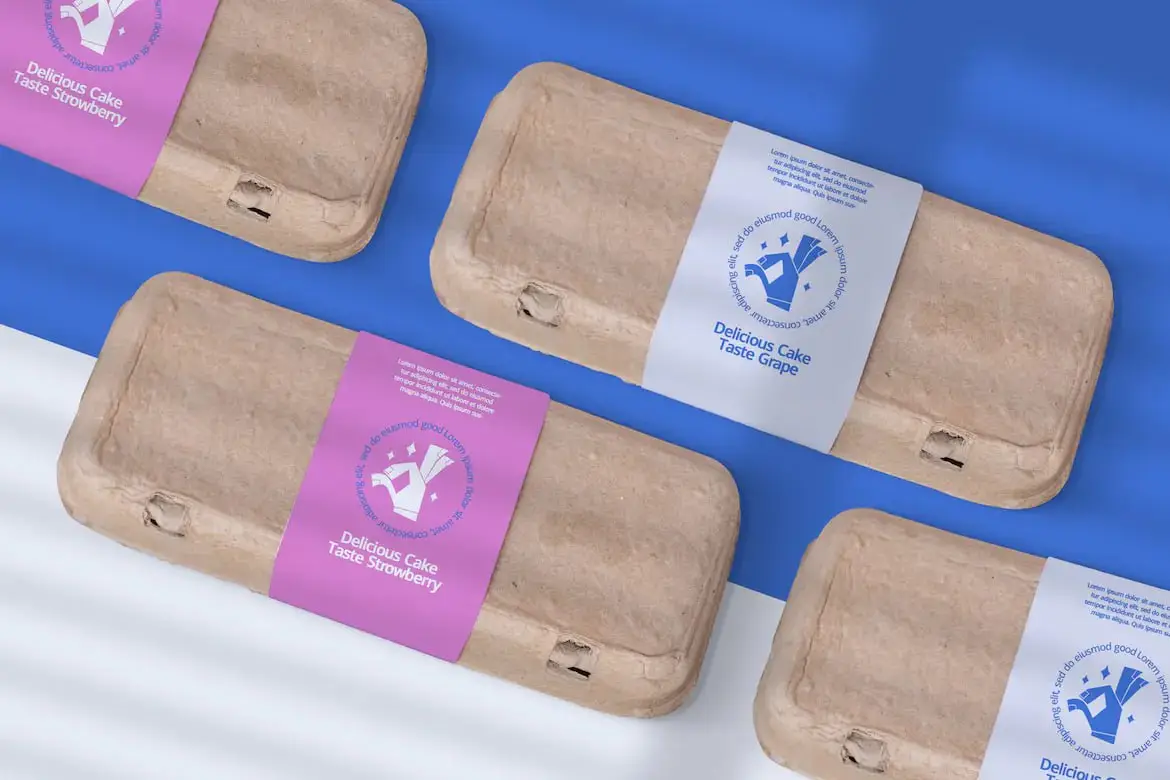 Strawberry Cake Carton Box Packaging Mockup