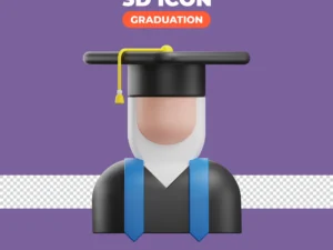 student graduation character with 3d render icon illustration