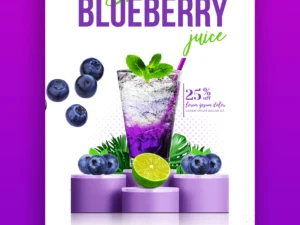 summer blueberry drink menu promotion instagram facebook template post design