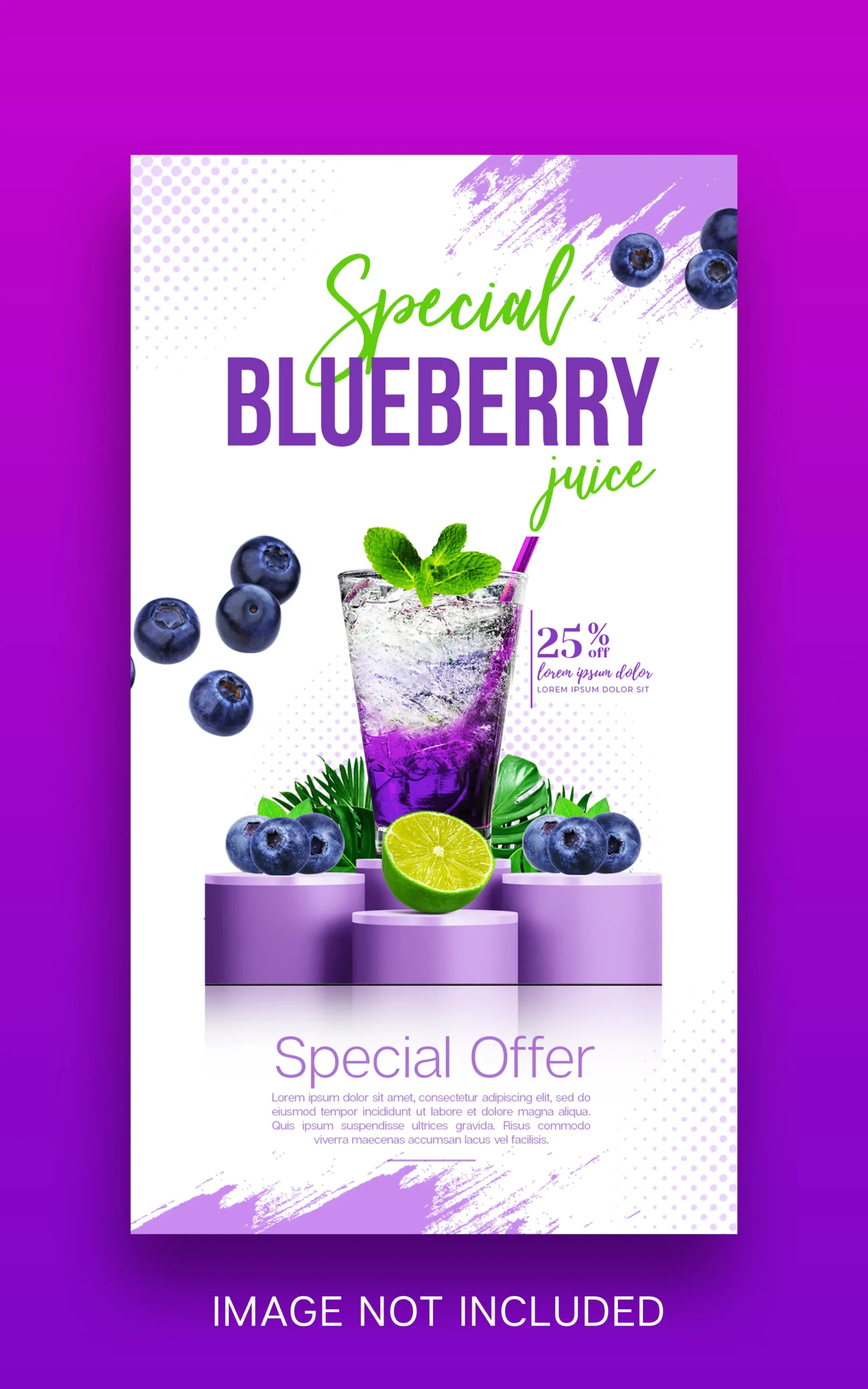 Summer Blueberry Drink Menu Promotion Instagram Facebook Template Post Design