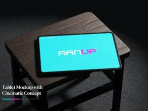 tablet mockup with cinematic concept