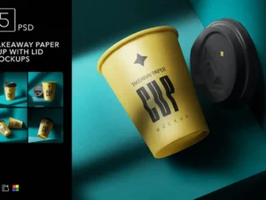 takeaway paper cup with lid mockups 6