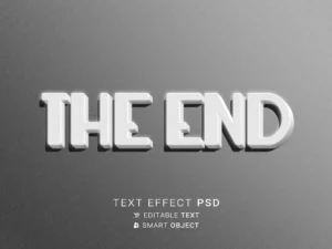 text effect the end old movie design