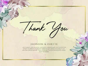 thank you card template with floral frame