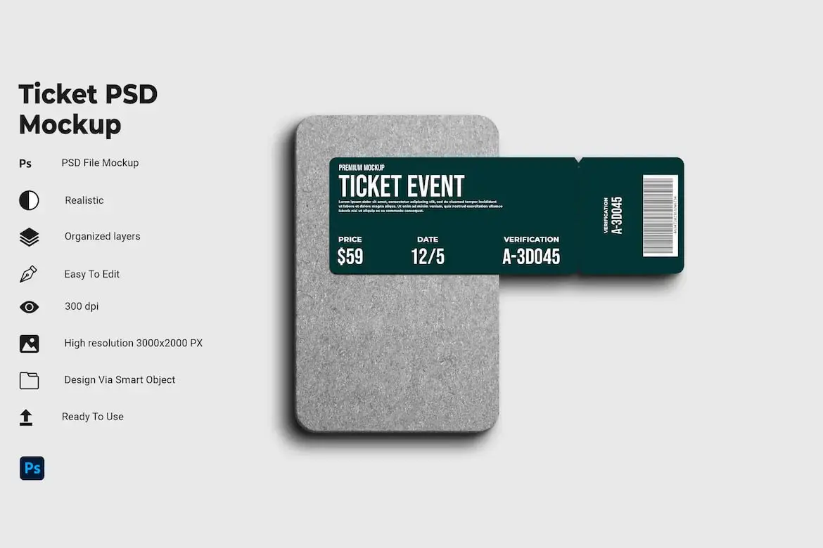 Ticket Psd Mockup