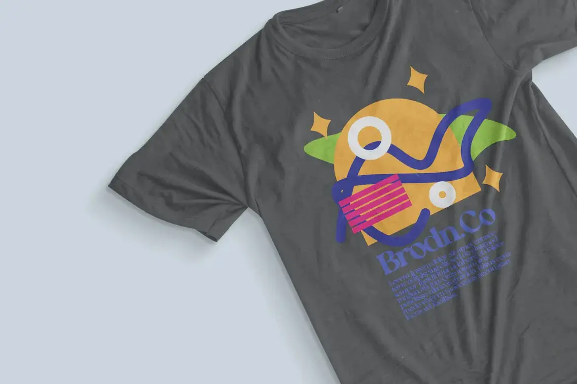 Top View Black T-Shirt Mockup Shadow Effect