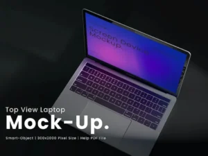 top view laptop mockup