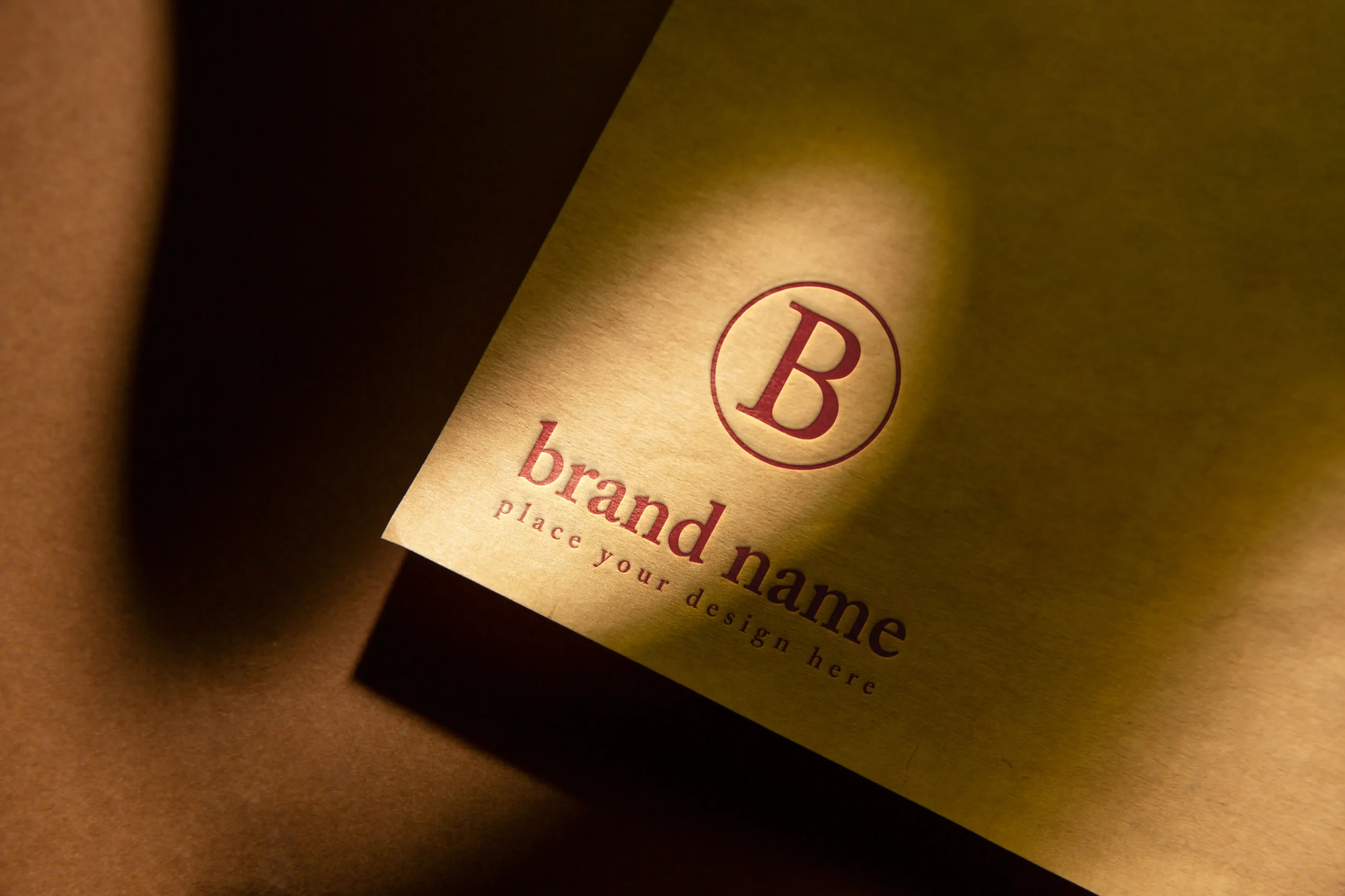 Top View Over Press Logo Paper Shadow Mockup