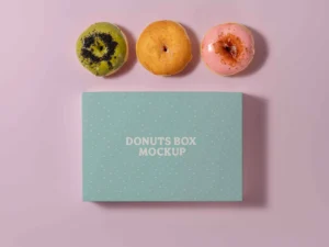 top view studio donut box branding mockup 2
