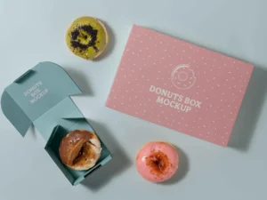 top view studio donut box branding mockup 3