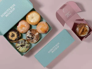 top view studio donut box branding mockup 4