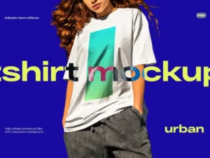 urban young woman tshirt mockup psd