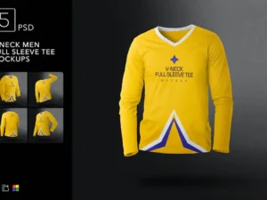 v neck men full sleeve tee mockups