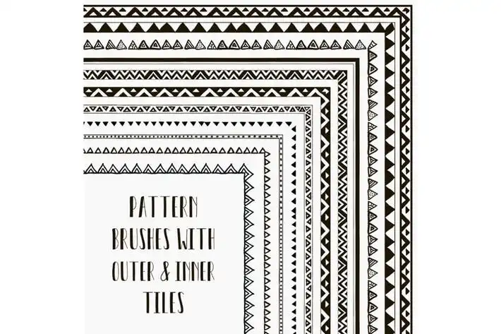 Vector Pattern Brushes. Hand-Drawn Tribal Style