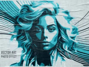 vector pop art style photo effect mockup