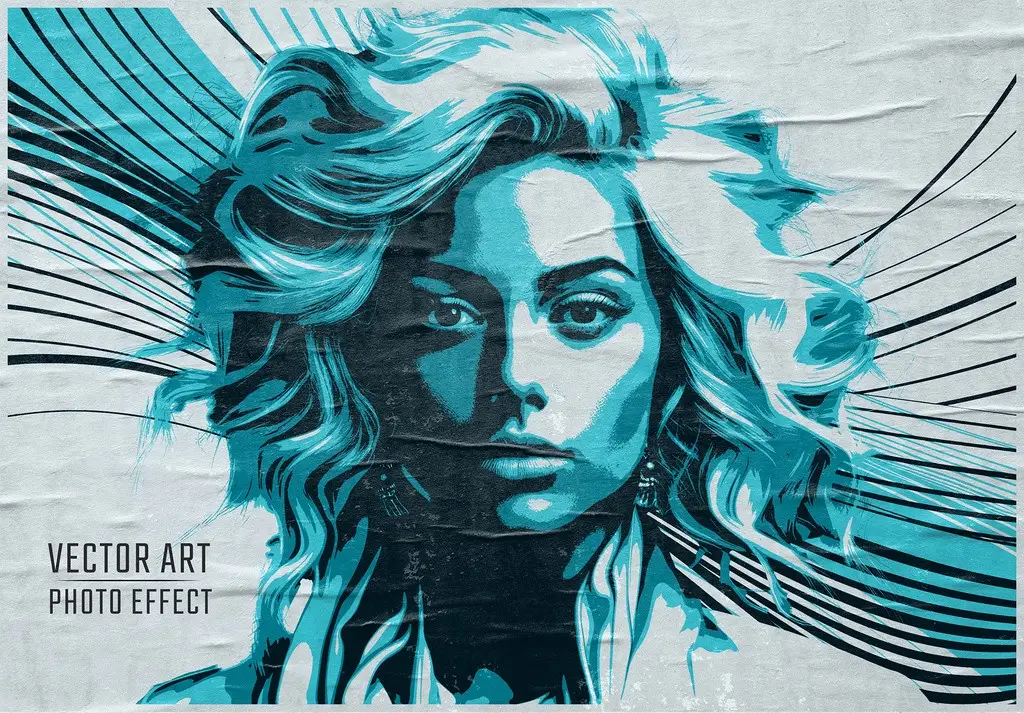Vector Pop Art Style Photo Effect Mockup