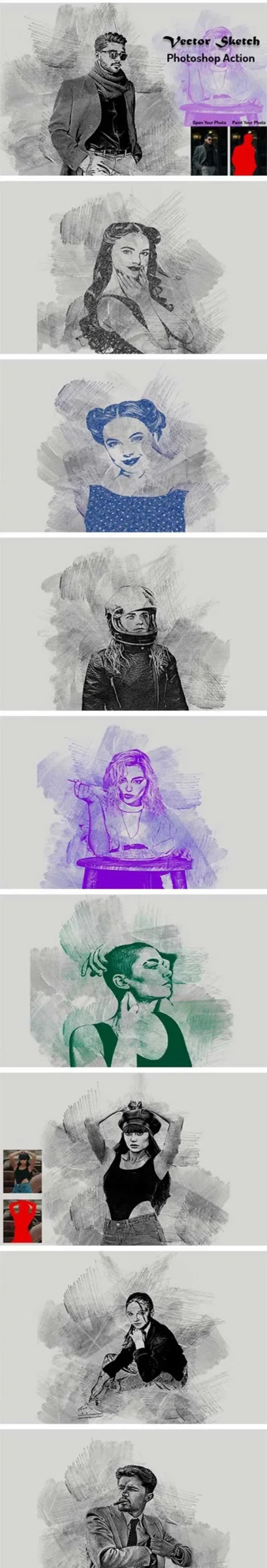 Vector Sketch Photoshop Action