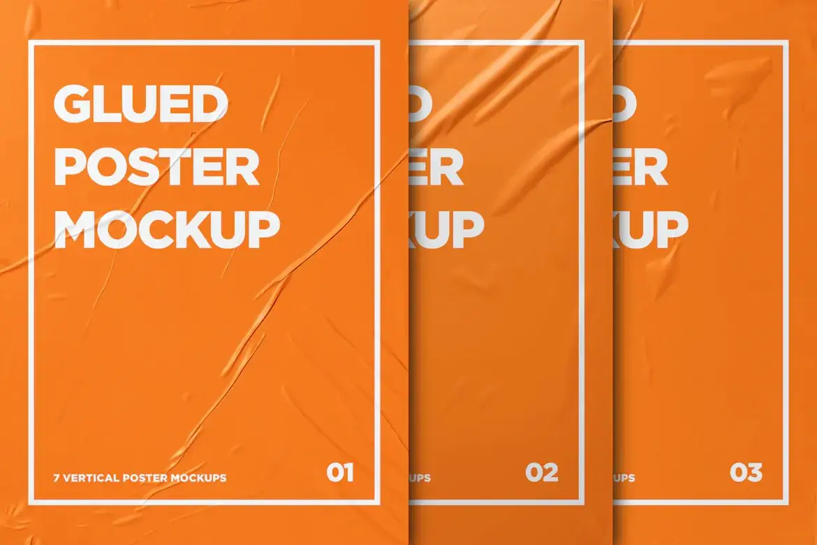 Vertical Glued Poster Mockup Pack