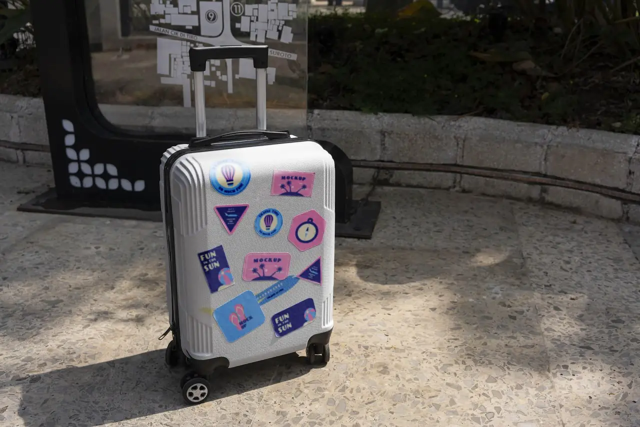 View Luggage Mock-Up With Stickers 1