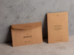view of standing paper envelope mock up