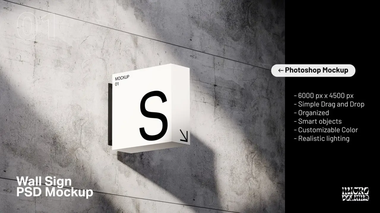 Wall Sign 01 Psd Mockup