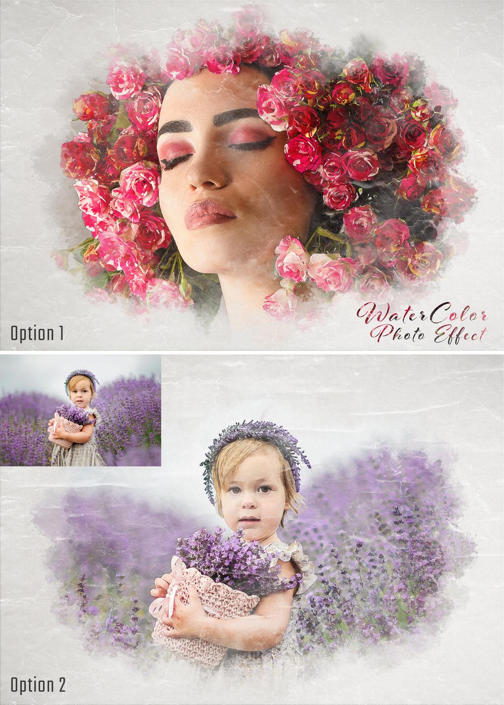 Watercolor Painting On Paper Texture Photo Effect Mockup