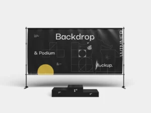 wide backdrop and podium mockups
