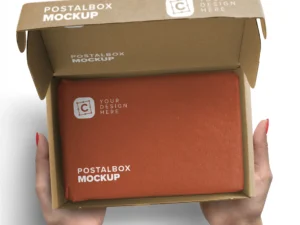 woman hand opening postal box mockup 4