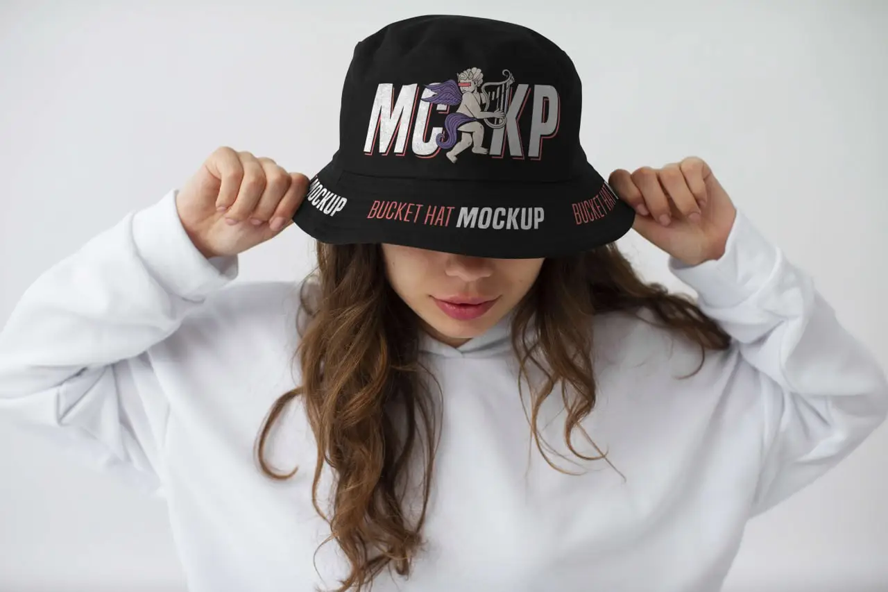 Woman Wearing Stylish Bucket Hat 1