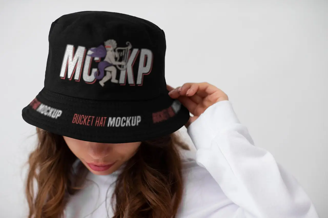 Woman Wearing Stylish Bucket Hat 5