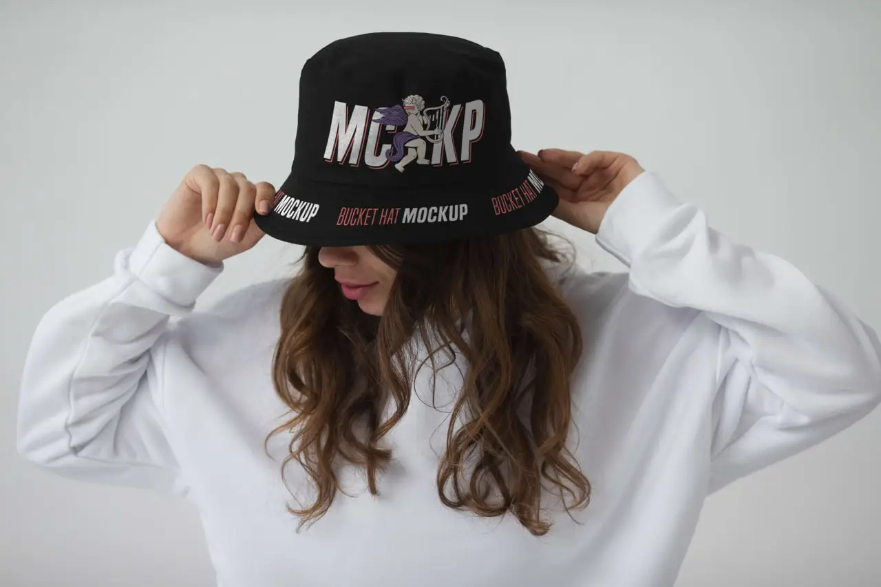 Woman Wearing Stylish Bucket Hat
