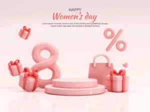 womens day with podium background