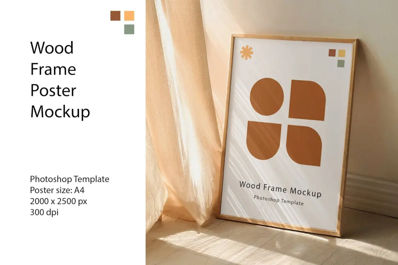 Wood Frame Poster Mockup