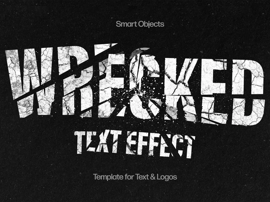 Wrecked Text Effect Mockup