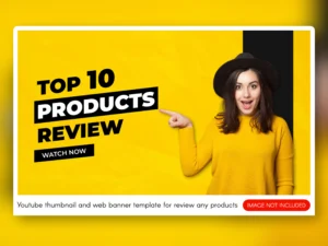 youtube thumbnail and web banner template for review any products