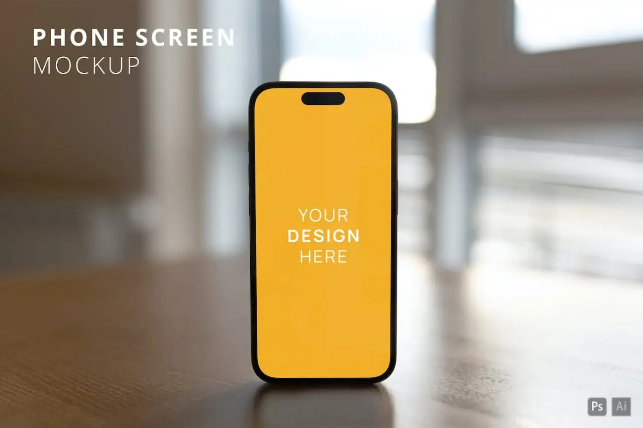 Iphone 14 Pro On The Office Table Mockup