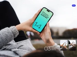 iphone in hand mockup outdoors