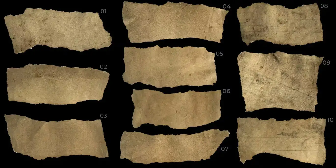 10 Old Torn Paper Pieces