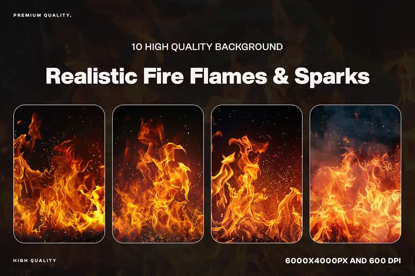 10 Realistic Fire Flames & Sparks Background
