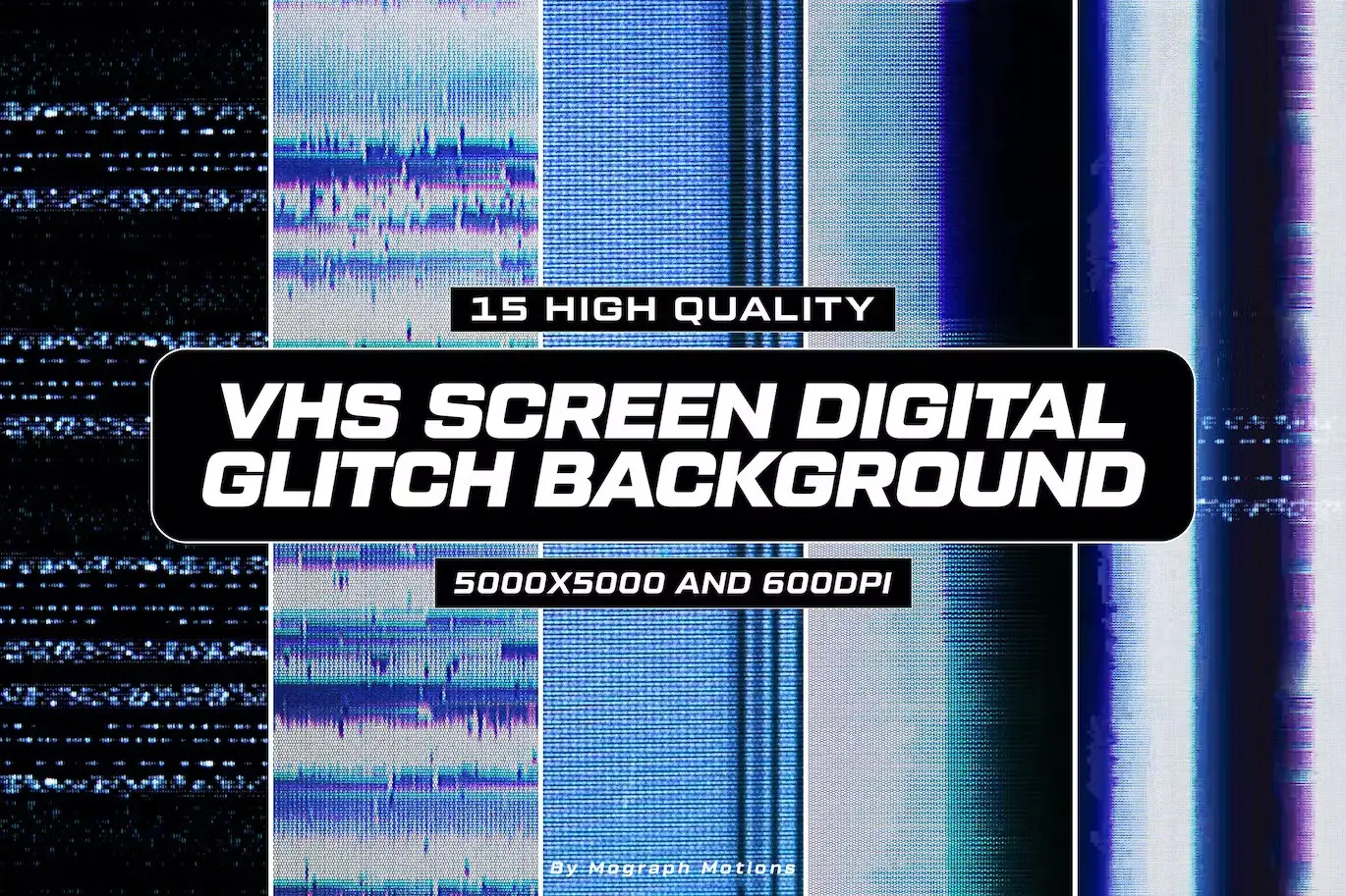 10 VHS Screen Digital Glitch Background