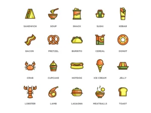 100 food drinks icons eco series3 1