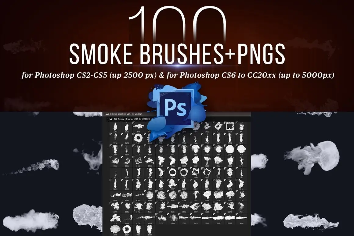 100 Photoshop Smoke Brushes + PNGs