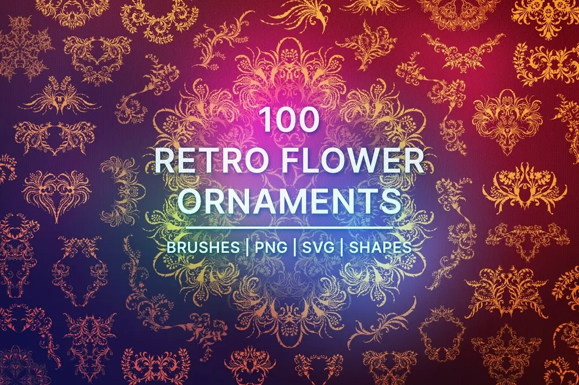 100 Retro Flower Ornaments