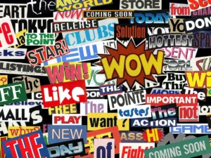 100 retro random words for collage1