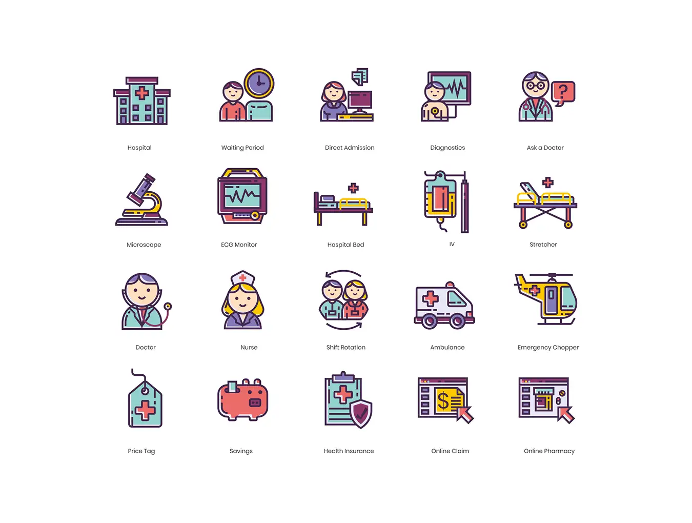 105 Medical Icons | Lilac Series 3 105 medical icons lilac series02 1