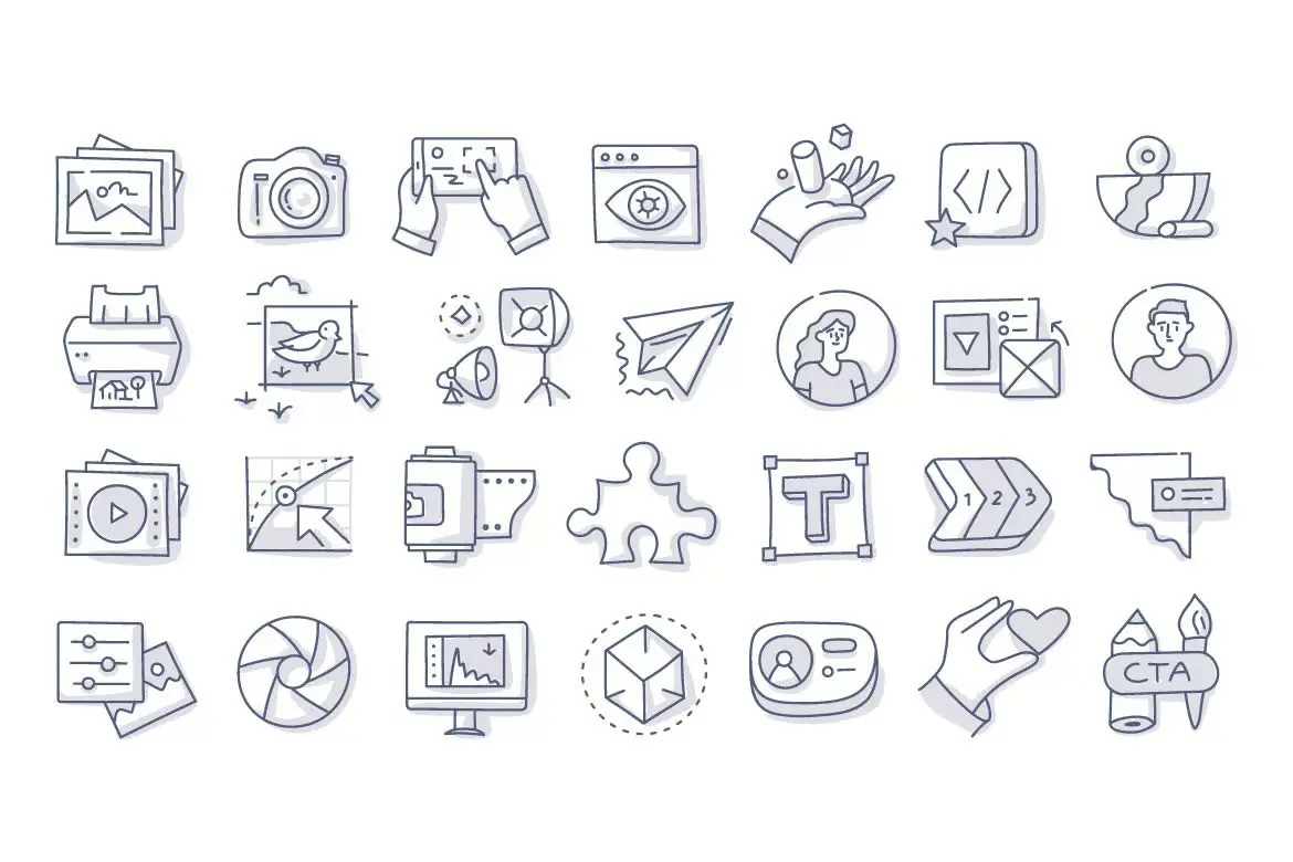 112 Design & Creativity Doodle Icons 3 112 design creativity doodle icons2