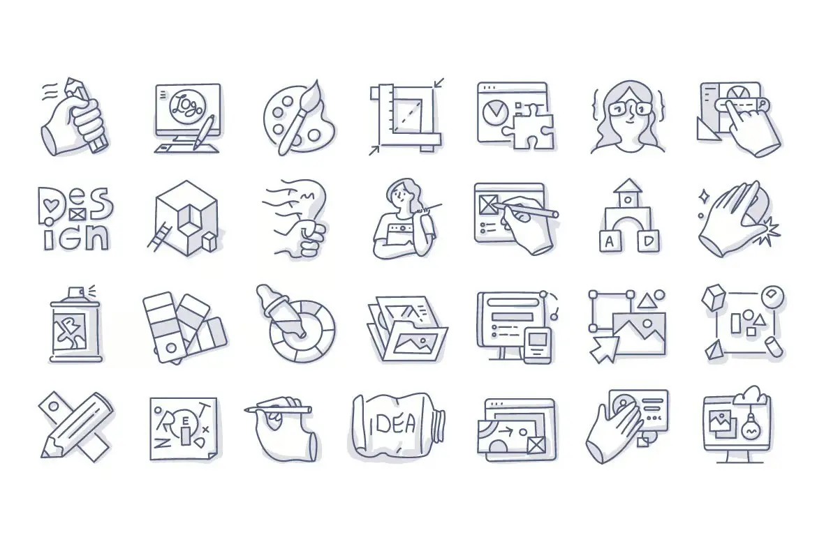 112 Design & Creativity Doodle Icons 4 112 design creativity doodle icons3
